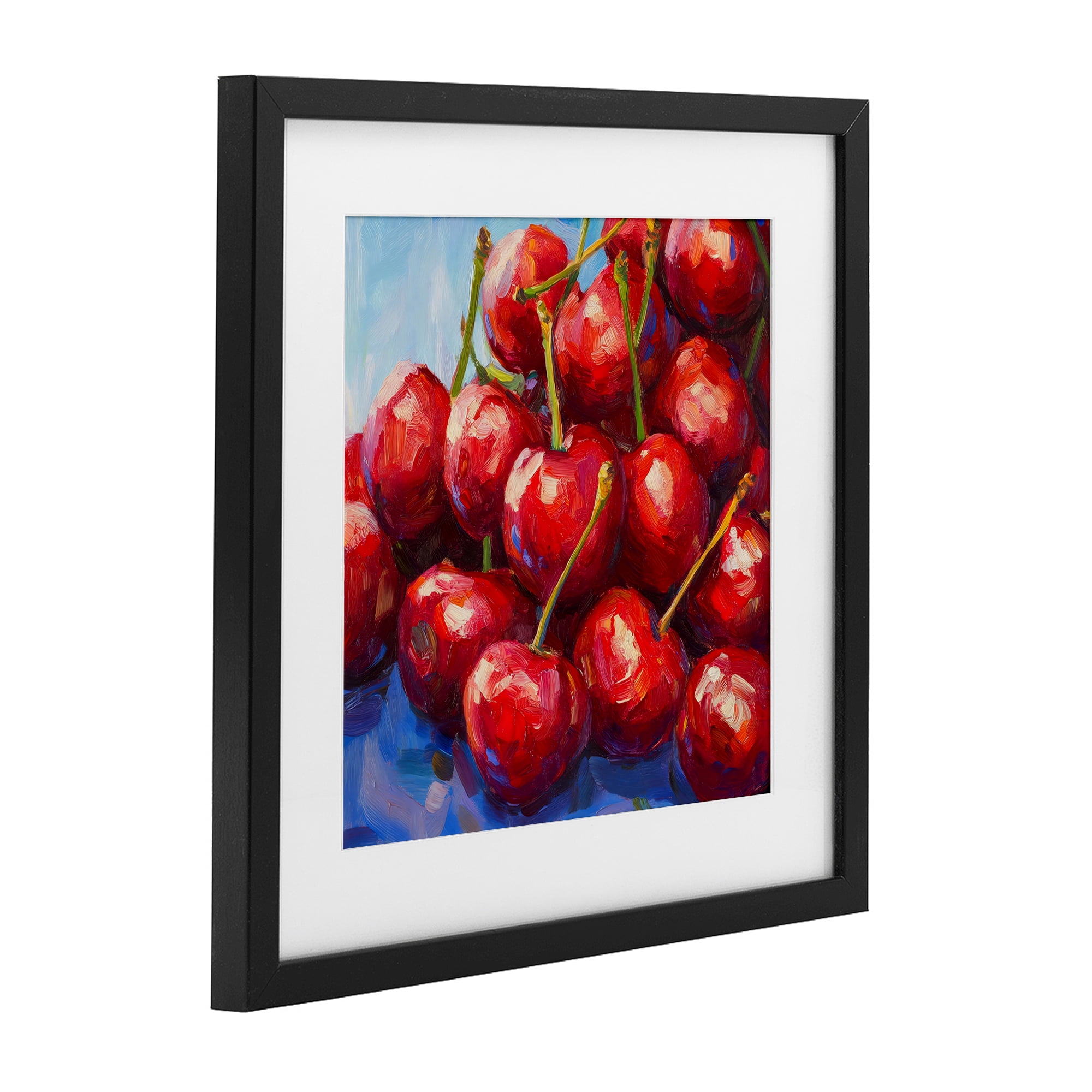 Stupell Industries Luscious Red Cherries of Summer Black Framed Print Under Glass, design by Petal Prints Design