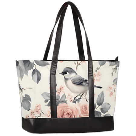 Bird Canvas Tote Bag, Laptop Bag for 13-15.6 Inch Computer, Work Bag for Women, Large Capacity Computer Bag,Business Casual Shoulder Handbag