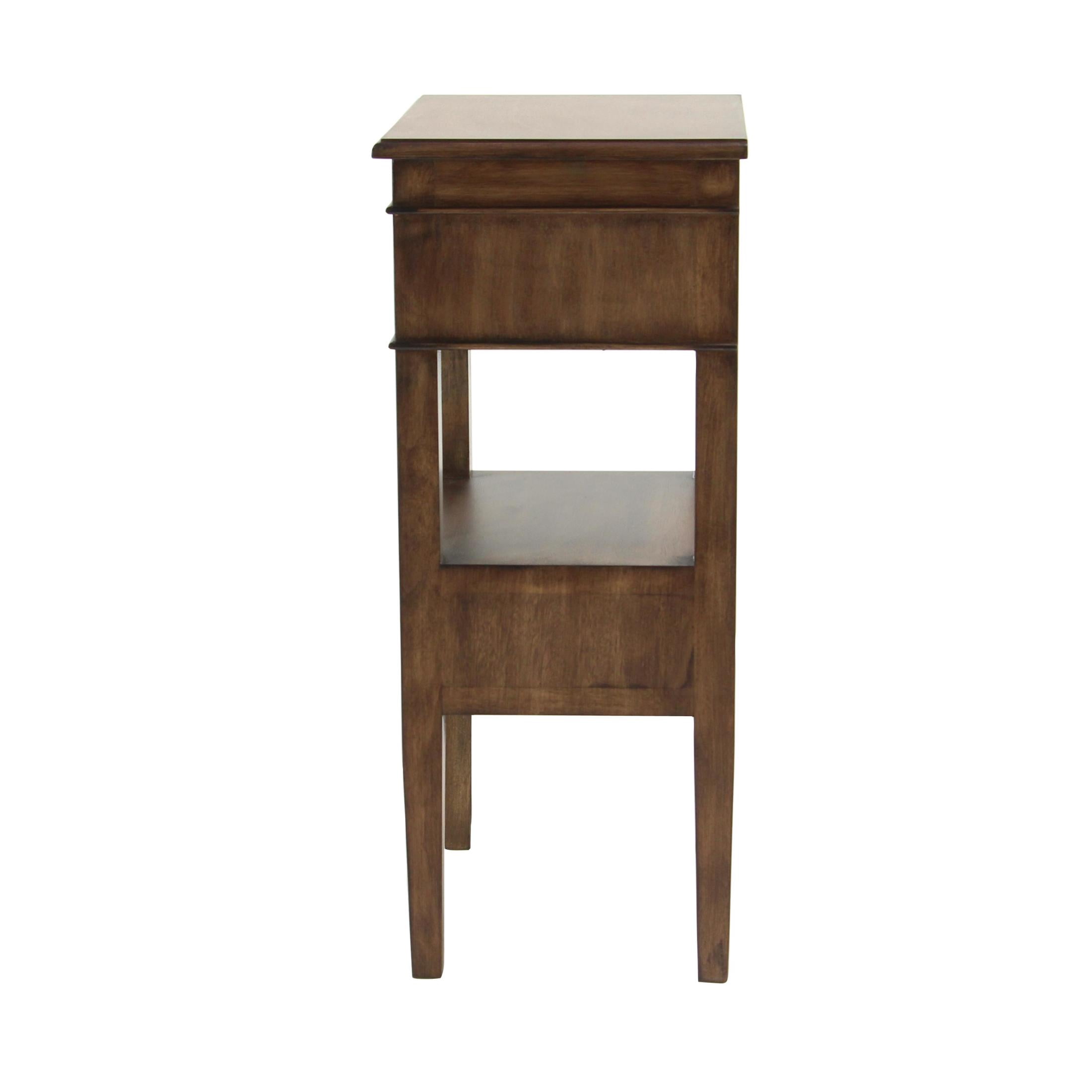DecMode 16" x 29" Light Brown Wood 2 Drawer Accent Table, 1-Piece