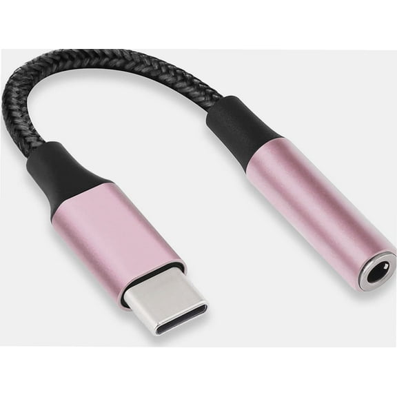 USB C to 3.5mm Female Headphone Jack Adapter,USB Type C to Aux Audio Dongle Cable Converter for Pixel 6 5 4,Samsung Galaxy S22 S21 S20   Ultra Plus Note 20 10-Rose Purple