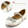 thumbnail image 4 of Kushyshoo Beige Girl's Bow Mary Jane Dress Shoes Ballet Princess Flats with Rhinestone Strap 8M, 4 of 6
