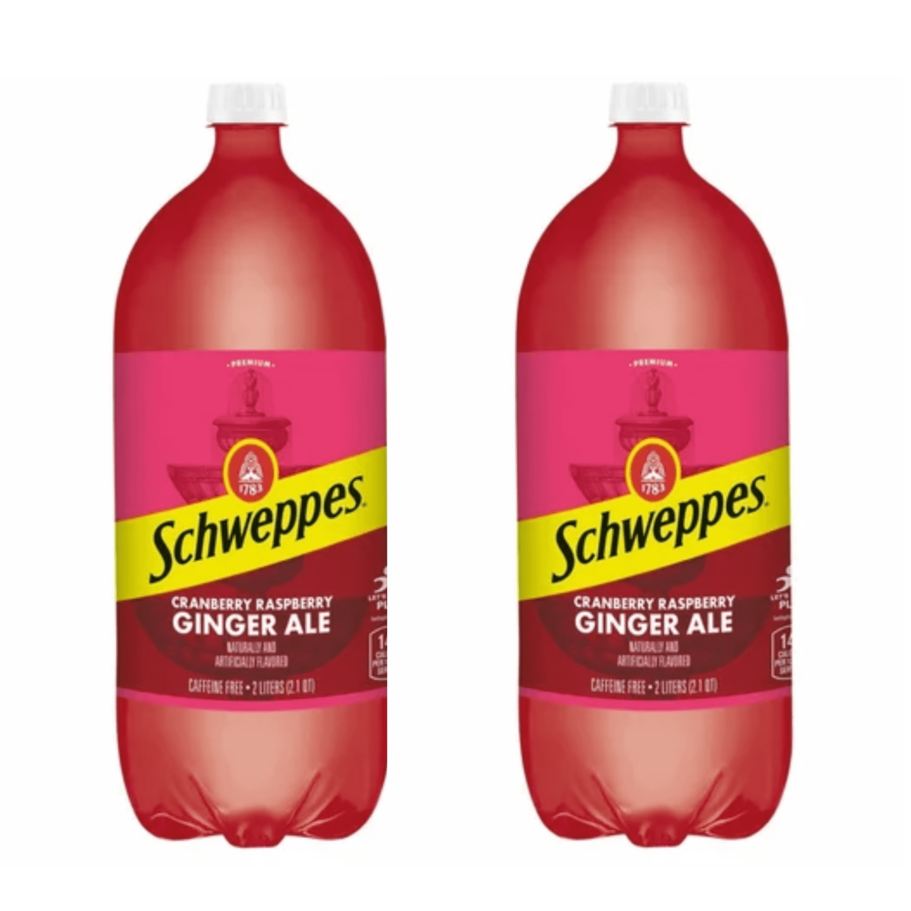 Schweppes Cranberry Raspberry Ginger Ale, 2 L, Pack of 2