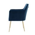 thumbnail image 5 of Marten Navy/Gold Velvet Dining Chairs, Pack of 2, Gold Finish Handle and Legs, with Arms, 5 of 9