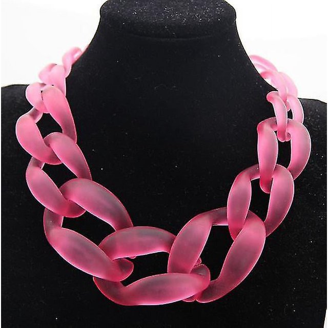 Rosa rojo Vintage resina Lackingone acrílico Collar grueso gargantilla declaración babero cadena collar colgantes