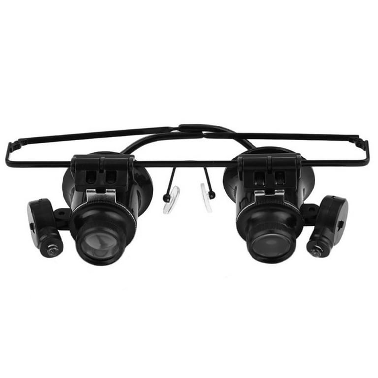 LED Light Dual Glasses-style Head-mounted Magnifying Glass Lens 20X Repair  Maintenance Inspection Metal Magnifying