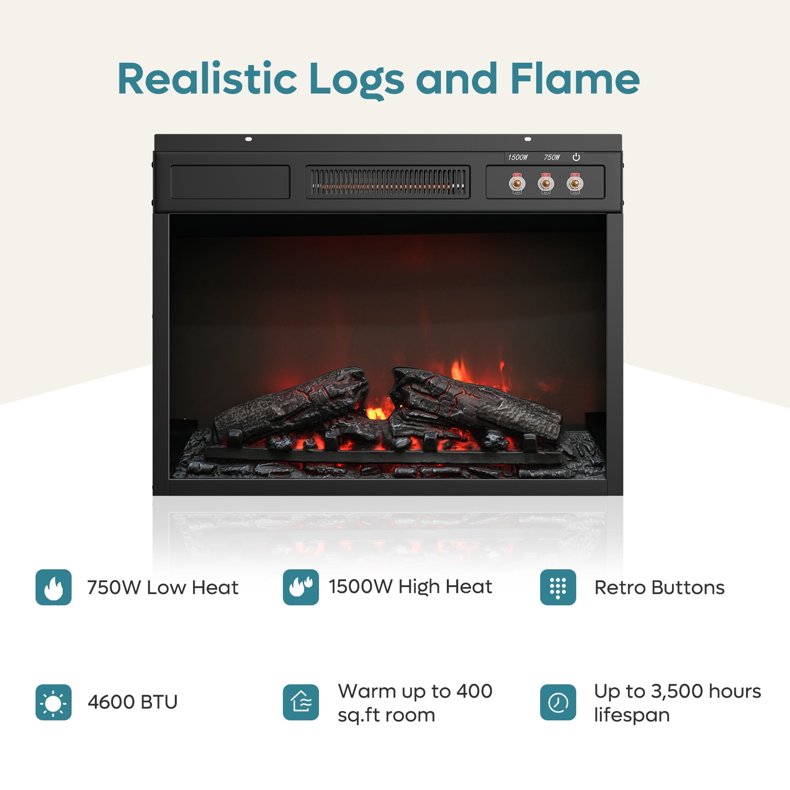 Bestier 71" Fireplace TV Stand for TVs up to 75" LED Entertainment Center with 23" Remote Control Electric Fireplace, Walnut