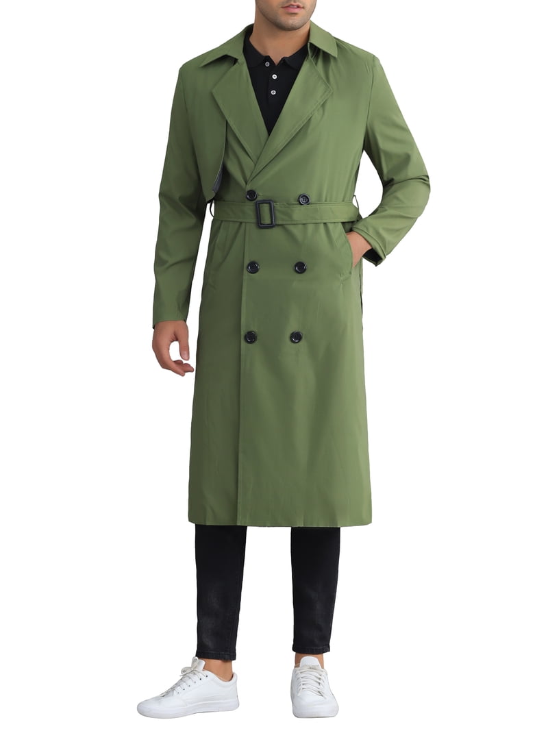 INSPIRE CHIC Classic Trench Coat for Men's Double Breasted Long