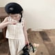 thumbnail image 5 of Minnieouse Ropa para niñas, traje sin mangas, chaleco de lino bordado Vintage, pantalones de pierna ancha, trajes para niños para vacaciones conjuntos de ropa ciento treinta, 5 of 6