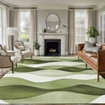 thumbnail image 2 of 5x7 Area Rugs, Sage Green Stripes Non-Skid Rubber Backing Large Rectangle Rugs - Living Room Bedroom Home Office, Retro Farmhouse Abstract Ripple Indoor Floor Mat Carpets Washable Rug, 2 of 9