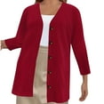 thumbnail image 3 of Wensltd Women's Plus Size Stretch Cardigan Jacket Solid Color Button Front Long Sleeve No Hood Casual Spring Fall, 3 of 7