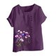 thumbnail image 2 of TaTaai Casual Printed Button Blouse, Women's Short Sleeve Linen Feel T-Shirt, Comfortable Top for All Seasons Gift, 2 of 4