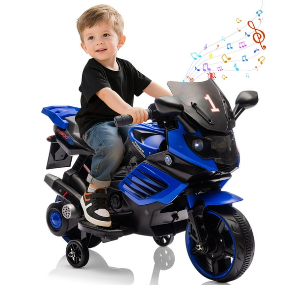 Roromall 6V Ride On Motorcycle, Battery Powered Ride On Toys w/Treaded Tires, Working Headlight, Horn, Music, Training Wheels, Stable Electric Motorcycle