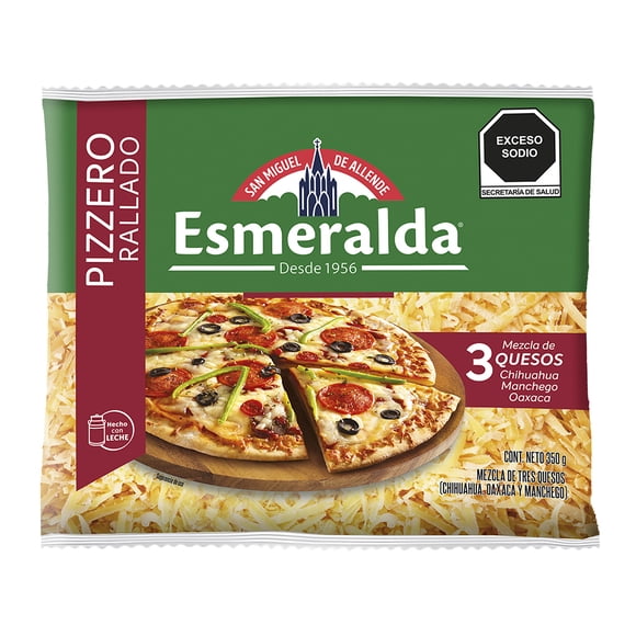 Queso Esmeralda pizzero mezcla de 3 quesos 350 g