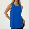 thumbnail image 3 of MIXUE Boho Tops For Women Summer Solid Color Round Neck Sleeveless Elastic Yoga Sports Vest Pullover Shirts For Women T Shirts Daily-Wear,Blue,XL, 3 of 8