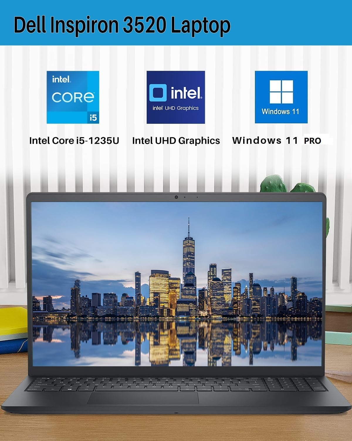 Dell Inspiron 15 3520 Laptop, 15.6" FHD Display, 16GB RAM, 512GB SSD, Intel Core i5-1235U, Business Laptop Computer, Windows 11 Pro & Office Lifetime License