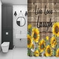 thumbnail image 4 of Sunflower Live Love Laugh Shower Curtain for Bathroom Decor, Farm Vintage Wood Striped Texture Waterproof Fabric Shower Curtain, 72"x84" Set with 12 Hooks, 4 of 9