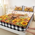thumbnail image 6 of jejeloiu Highland Cattle Full Size Sheets,Rustic Farmhouse Cabin Bed Sheets,Autumn Sunflower Floral Sheet Sets For Boys Girls,Luxury Bedroom Decor,4pcs, 6 of 7