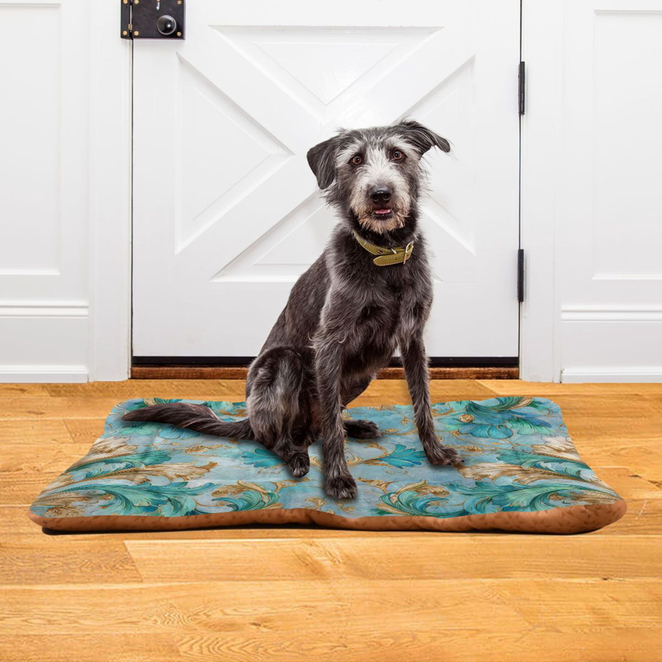 Cozy Mat Pet Bed Indoor Outdoor Warm Soft For Cat Dog Puppy(S/M) Featuring Ornate Floral Motifs