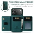 thumbnail image 3 of 2 In 1 Wallet Case Compatible with iPhone 17 Pro, Premium PU Leather Phone Case Back Cover Magnetic Detachable with Trifold Wallet Card Holder Pocket for iPhone 17 Pro, Green, 3 of 11