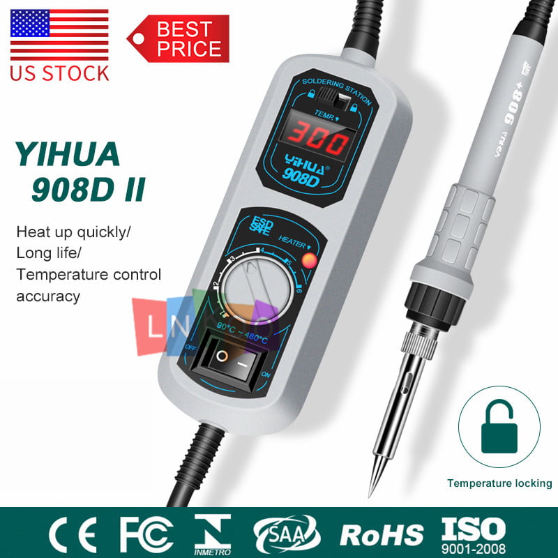 YIHUA Soldering Iron Station Rework Kit Variable Stand Temperature Digital LED 