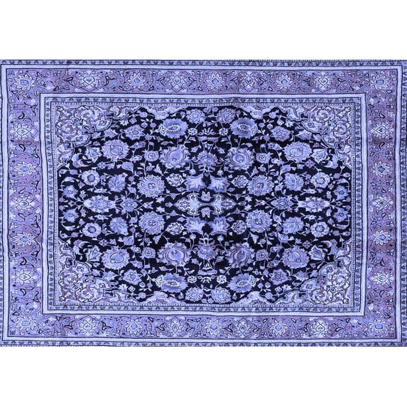 Ahgly Company Machine Washable Indoor Rectangle Persian Blue Traditional Area Rugs, 5' x 8'