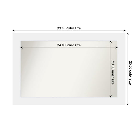 Amanti Art Custom Framed Wall and Bathroom Mirror (25 x 39 in.), Corvino White Frame
