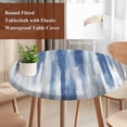 thumbnail image 4 of Blue Gray Round Tablecloth, Fitted Table Cover with Elastic for 36"-44" Round Tables, Modern Simple Abstract White Ombre Texture Table Cloth Outdoor Indoor Dinning Party Waterproof Tablecloths, 4 of 7