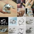 thumbnail image 2 of GKNET Fashion Silver Punk Adjustable Opening Finger Ring Women Men Jewellery Gifts-#13 Frog, 2 of 9
