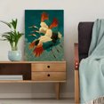 thumbnail image 5 of Antique Flying Crane Canvas Print, Japanese Green Bird Boho Art, Minimal Traditional Bedroom Wall Decor, 5 of 8
