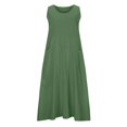 thumbnail image 4 of CHOK Robe en Lin Sans Manches Grande Taille pour Femmes Été Col Fluide Robe Longue de Plage Poches Robe Maxi Décontractée (3TG Bleu Ciel), 4 of 7