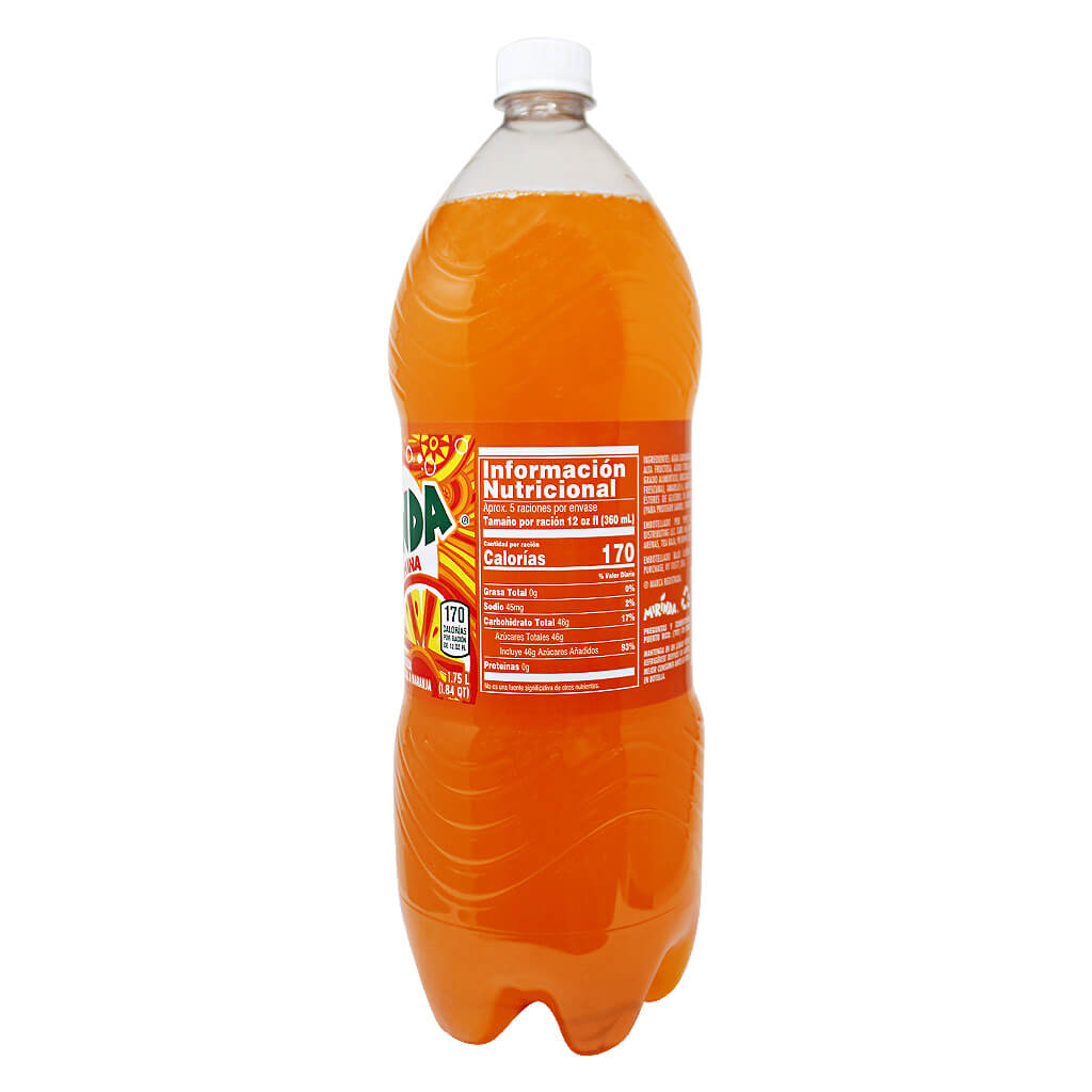 Mirinda Orange Soda Pop, 1.75 Liter Bottle, Real Citrus Flavor, No Allergens