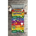 thumbnail image 2 of Ambesonne Hippie Quilted Coverlet 2 Pcs, Heart Peace, Twin Size, Multicolor, 2 of 2