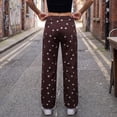thumbnail image 4 of Sorvello Women's Polka Dot Pattern Barrel Jeans Casual Wide Leg Mid Rise Denim Pants Y2K Cute Jeans Wine XL, 4 of 6