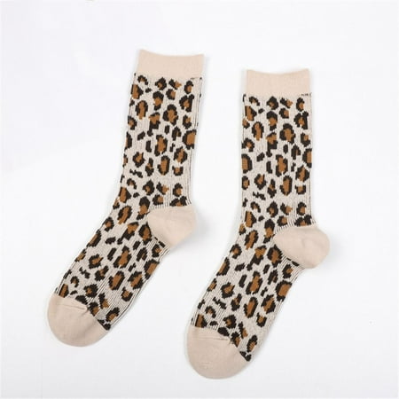 

Christmas Gifts Retro Comfortable British Style Skateboard Socks Harajuku Leopard Print Women Socks COFFEE