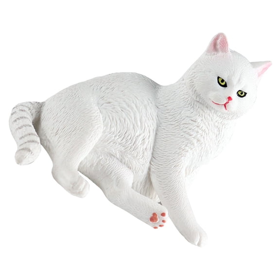 NICERIO Realistic White Plastic Cat Garden Statue for Outdoor Decoration and Yard Landscaping