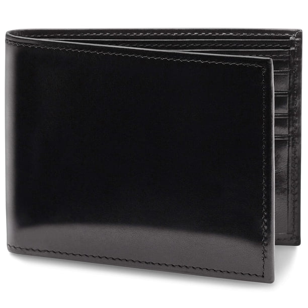Billetera Bosca Tradicional de Cuero Viejo Bifold con Ventana para ID Negra