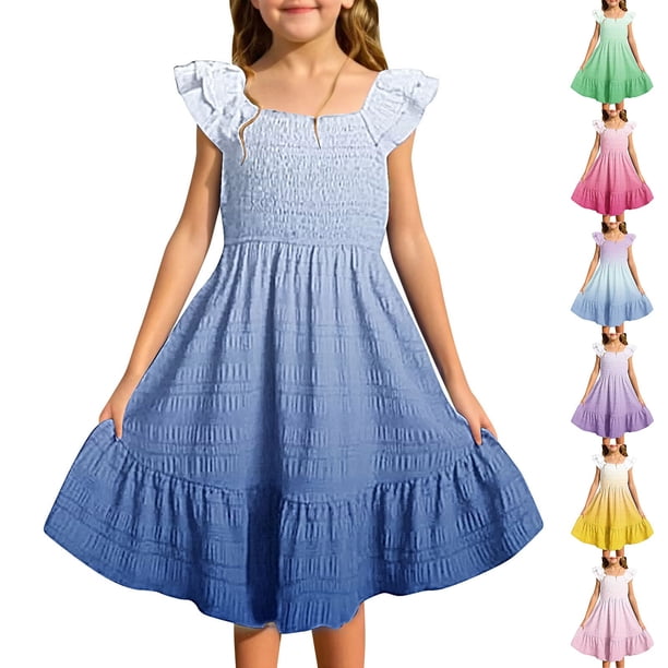 Girls' Summer Dress Kids 2025 Summer Sleeveless Ruffle Dress Lightweight Casual Sundress Perfect for Parties and Daily Wear ,Sie:160