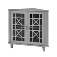 thumbnail image 6 of Walker Edison Transitional Fretwork Doors Corner Accent Cabinet, Grey, 6 of 9