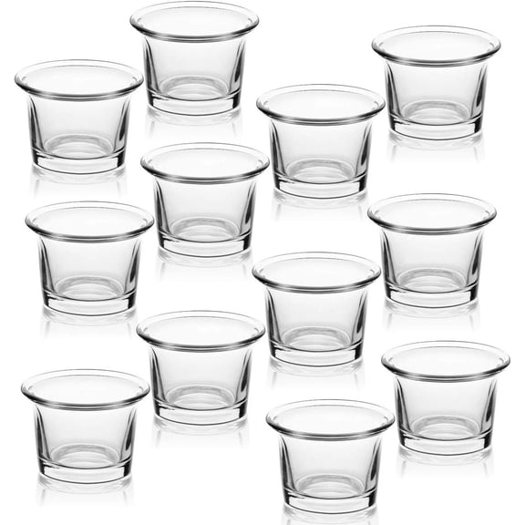 Tealight Candle Holder Set of 12- Clear Glass Votive Candle Holders Bulk for Chr