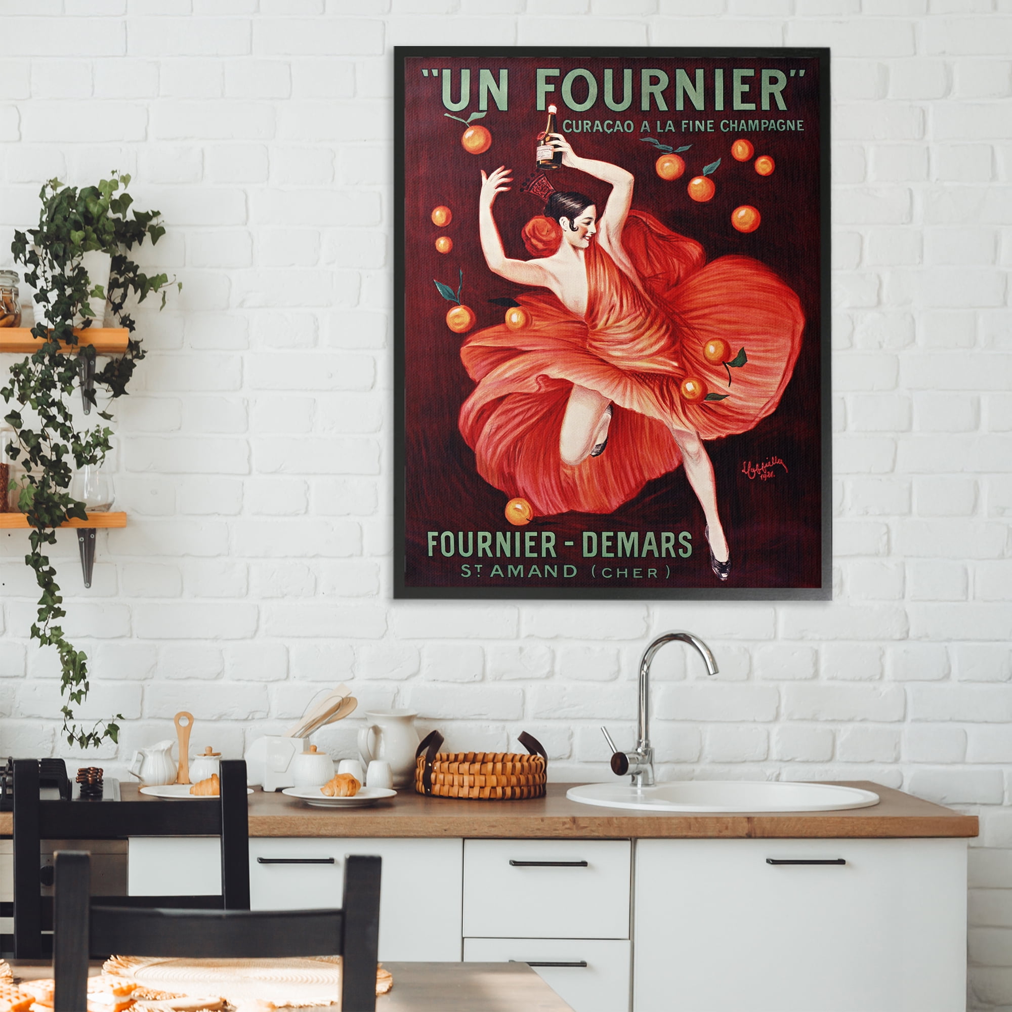 Stupell Industries Vintage Champagne Dancer in Red Black Framed Giclee Art, design by Leonetto Cappiello
