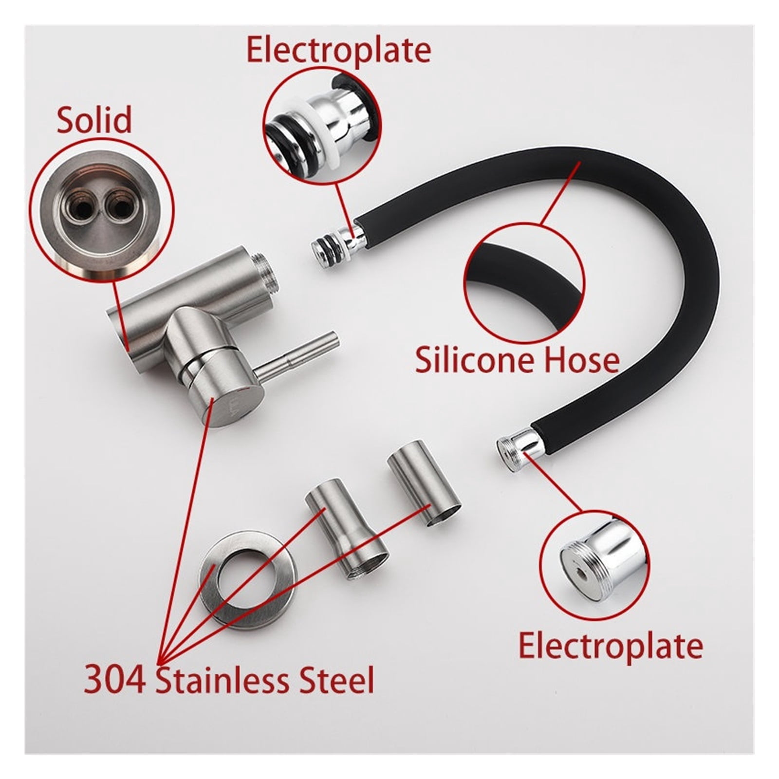 Stainless Steel Kitchen Faucet, Kitchen Sink Faucet Hot Cold Water Sink Mixer Tap, Colorful Hose Tap Crane ,Built To Last