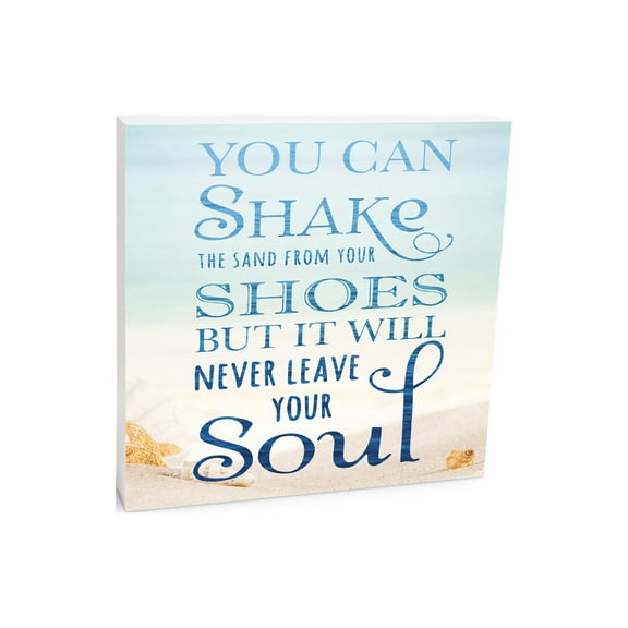 Sand Shoes Soul Aqua Sand Shells 10 x 10 Wood Tabletop Sign Plaque