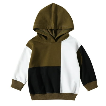 

WUXIAN Toddler Boys Autumn Longt Sleeve Color Block Hooded Tops Sweater Infants Baby Clothes Children Versatile Dailywear