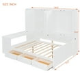 thumbnail image 4 of Full Size Wood Daybed with Desk, Wardrobe & Storage Cabinet, Three Under-Bed Drawers, Space-Saving Corner Bed Frame for Teens & Adults, White, 4 of 9