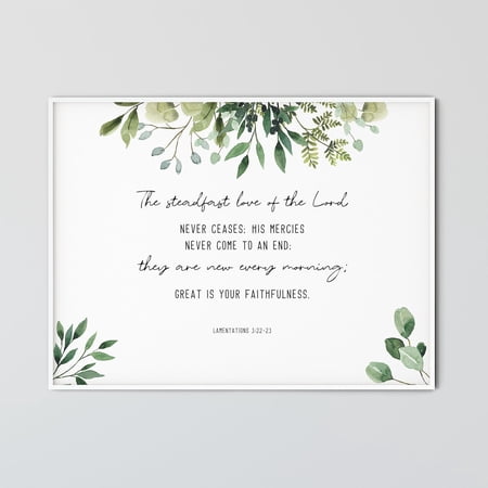 Lamentations 3:22-23 Christian Scripture Wall Art Poster, Unframed Size 8x12