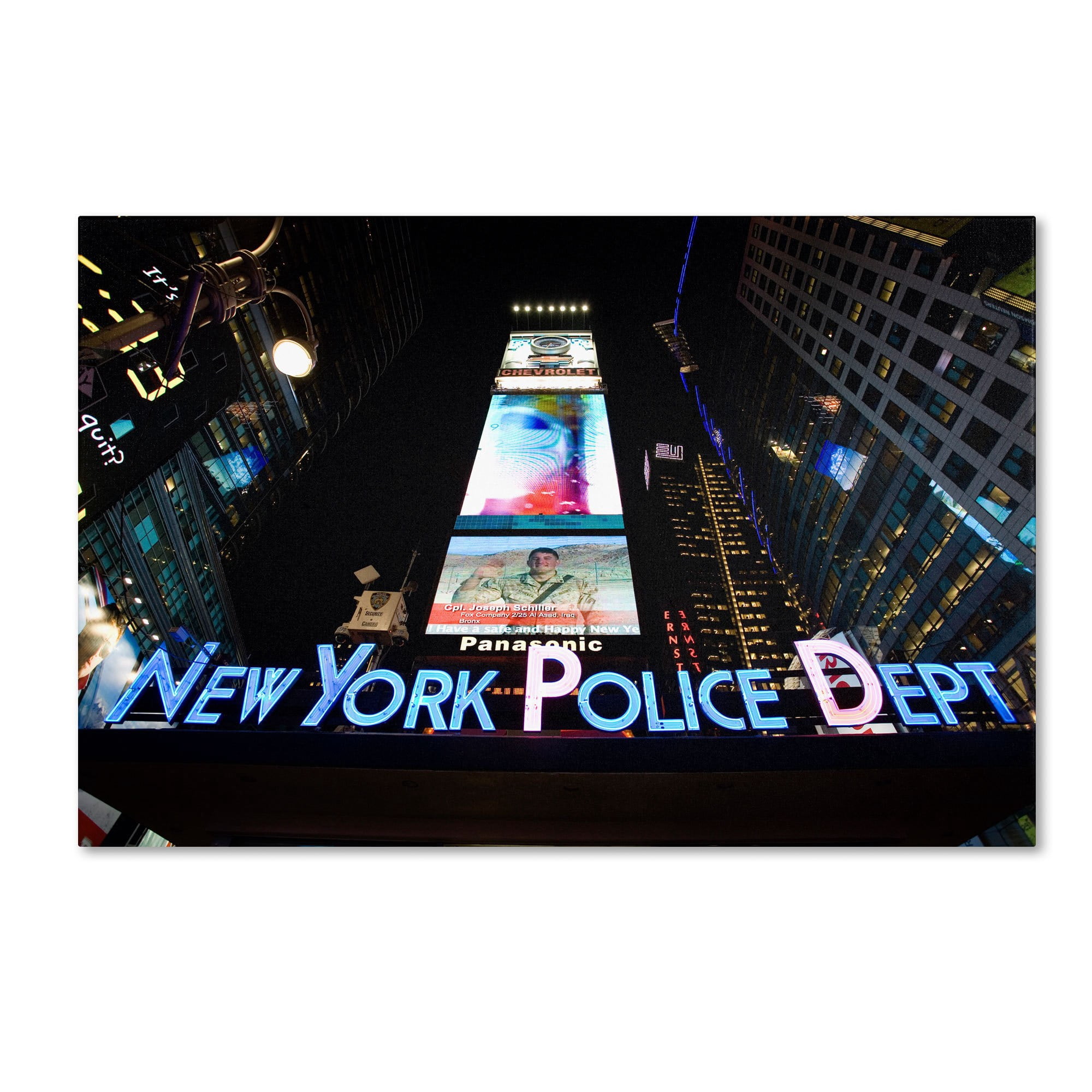 Trademark Fine Art "NYPD In Blue Neon" Canvas Art by Yale Gurney