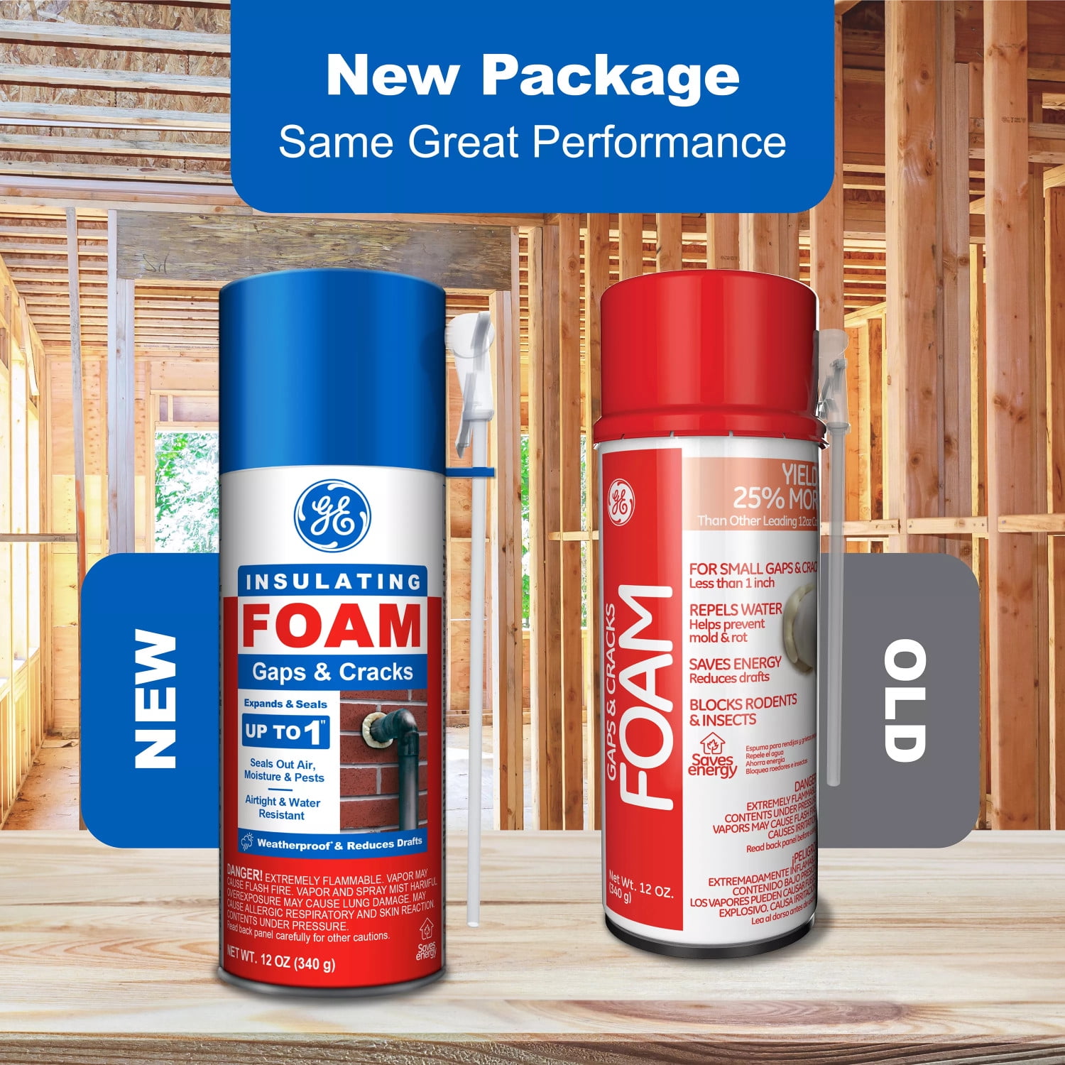 (12 pack) GE Gaps & Cracks Insulating Foam, Pack of 1, Yellow 12 oz Can
