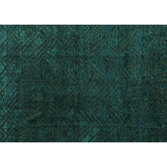 Ahgly Company Machine Washable Indoor Rectangle Abstract Turquoise Blue Modern Area Rugs, 5' x 7'