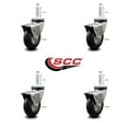 thumbnail image 2 of 3 Inch Hooded Neoprene Rubber 5/16 Inch Threaded Stem Casters with Brakes Set 4, 2 of 2