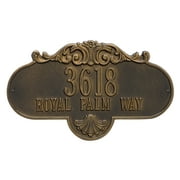 Whitehall Products 2018AB Grande Wall Two Line Rochelle Address Plaque, Antique Brass